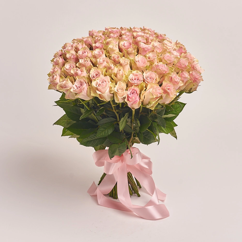 Картинка Букет из 101 розы "Розовое облако" 60 см