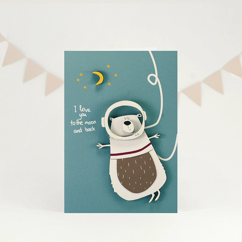 Открытка "I love you" мишка-космонавт