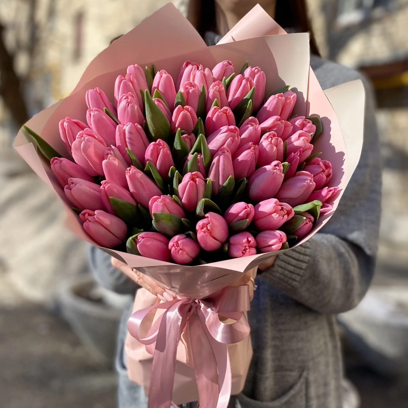 Картинка Букет из 51 розового тюльпана